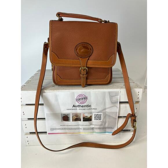 DOONEY & BOURKE VINTAGE BROWN PEBBLED LEATHER CROSSBODY BAG - Picture 1 of 16